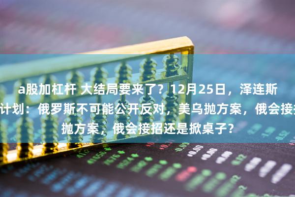 a股加杠杆 大结局要来了？12月25日，泽连斯基亮出新20点计划：俄罗斯不可能公开反对，美乌抛方案，俄会接招还是掀桌子？
